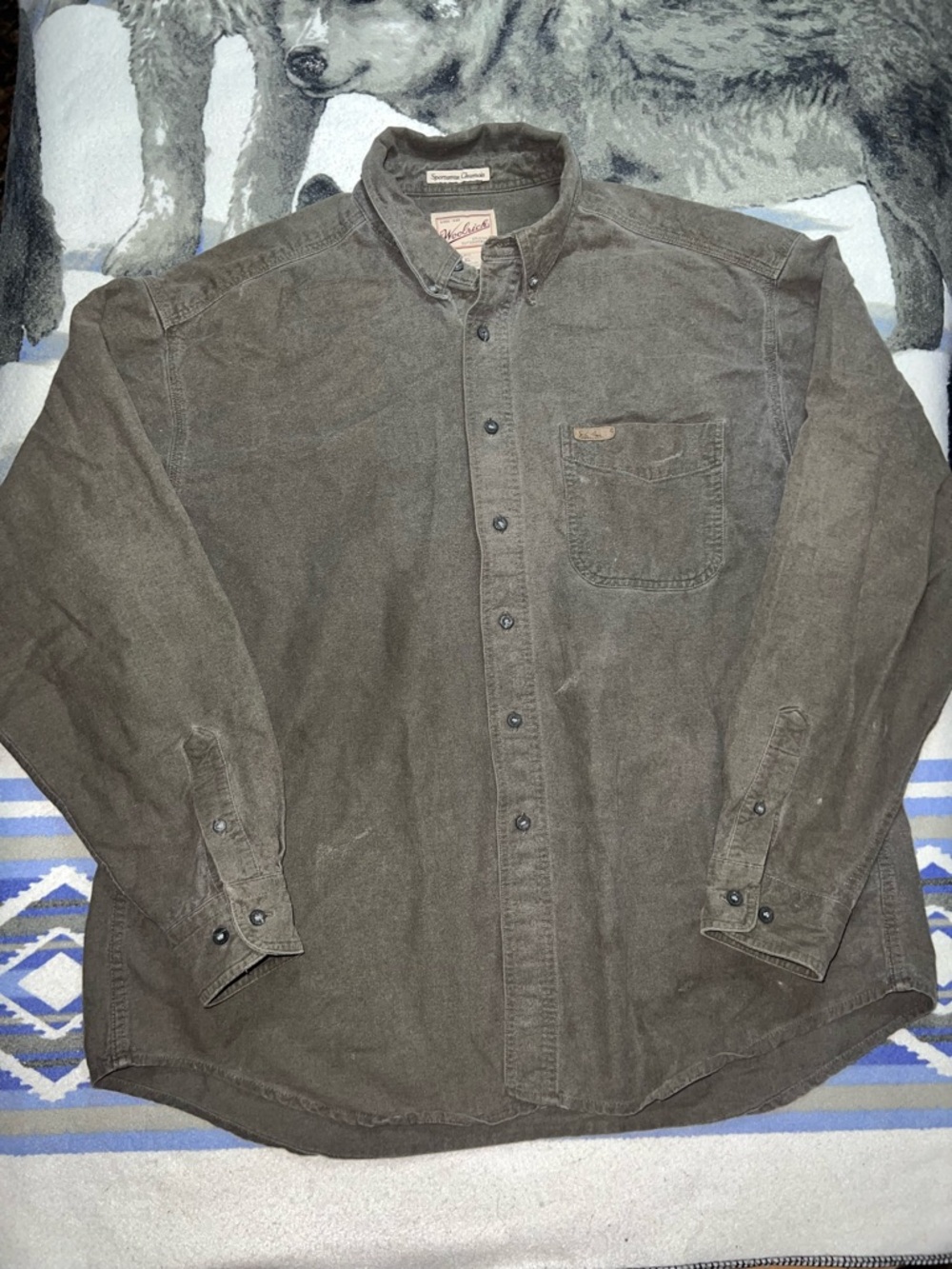 Woolrich Men's Olive Green Button-Down Hunting Shirt Size XL